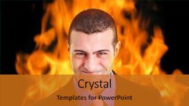  Presentation with flames - Colorful PPT theme enhanced with hemorrhoids - furious businessman engulfed in flames backdrop and a gold colored foreground