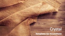  Presentation with fiber - PPT theme enhanced with hemp fiber - burlap hessian sacking on wooden background and a coral colored foreground