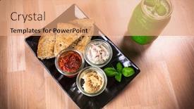  Presentation with healthy juice - Slide deck enhanced with hemp-flour-bread-with-dips background and a  colored foreground