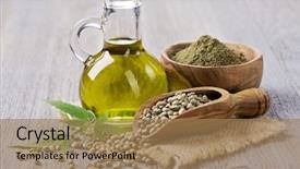  Presentation with hemp - Colorful slides enhanced with hemp oil n a glass backdrop and a coral colored foreground