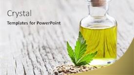  Presentation with hemp oil - PPT theme featuring hemp-oil-with-hempseeds background and a light gray colored foreground