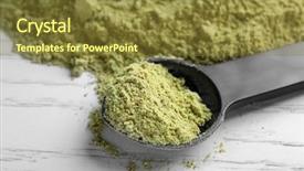  Presentation with protein - Presentation theme consisting of hemp protein powder and measuring background and a tawny brown colored foreground