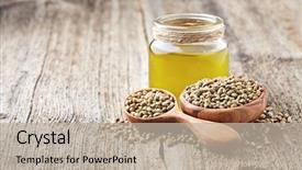  Presentation with hemp - Audience pleasing presentation theme consisting of hemp raw oil and seeds backdrop and a mint green colored foreground