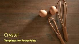  Presentation with hen - Slide deck consisting of hen-egg-put-on-wood background and a tawny brown colored foreground