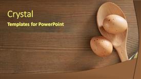  Presentation with wood board - Amazing PPT theme having hen-egg-put-on-wood backdrop and a tawny brown colored foreground