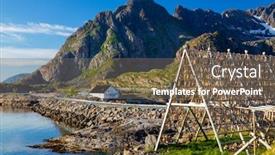  Presentation with norway - Amazing slide deck having henningsvaer village lofoten islands norway traditional drying cod drying on wooden racks in lofoten islands backdrop and a violet colored foreground