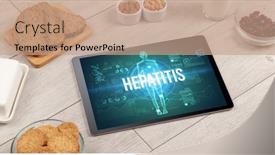  Presentation with hepatitis - Audience pleasing presentation theme consisting of hepatitis-concept-in-tablet backdrop and a coral colored foreground