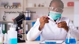  Presentation with hepatitis - Cool new slide deck with hepatitis virus - young black chemist working backdrop and a mint green colored foreground