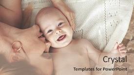  Presentation with mother baby - Beautiful PPT theme featuring her 3 months old baby backdrop and a coral colored foreground