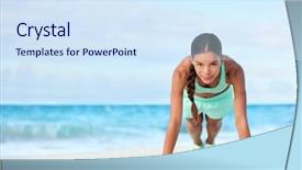  Presentation with crossfit fitness trx training exercises - Beautiful slide deck featuring her abs exercising her core backdrop and a sky blue colored foreground