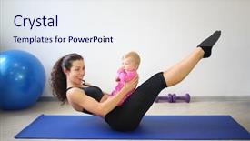  Presentation with happy baby - Amazing slides having her arms in the gym backdrop and a sky blue colored foreground
