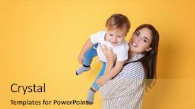  Presentation with baby color - Slide set with her baby on color background background and a yellow colored foreground