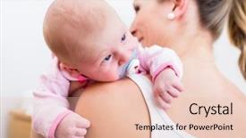  Presentation with mother baby - Presentation theme consisting of her baby on shoulder sucking background and a lemonade colored foreground