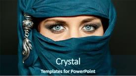  Presentation with arabic woman - Presentation theme enhanced with her beautiful blue eye background and a ocean colored foreground