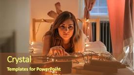  Presentation with string lights - Colorful PPT theme enhanced with her bed with a guitar backdrop and a tawny brown colored foreground