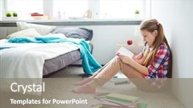  Presentation with pretty girl - Beautiful PPT theme featuring her bedroom and writing verse backdrop and a gray colored foreground