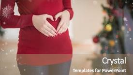 Presentation with pregnant woman - Cool new PPT theme with her belly against snow falling backdrop and a coral colored foreground