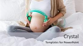  Presentation with music headphones - Audience pleasing PPT theme consisting of her belly for prenatal backdrop and a lemonade colored foreground