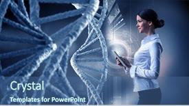  Presentation with biochemistry - Theme consisting of her-biochemistry-research-and-discovery background and a ocean colored foreground