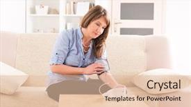  Presentation with concept high blood pressure used tablets - Audience pleasing theme consisting of her blood pressure at home backdrop and a lemonade colored foreground