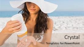  Presentation with sexy - PPT layouts having her body putting on sun background and a coral colored foreground