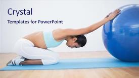  Presentation with woman nude body - Presentation having her body with exercise ball background and a  colored foreground