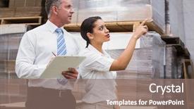  Presentation with inventory management - Colorful PPT layouts enhanced with her boss checking inventory backdrop and a gray colored foreground