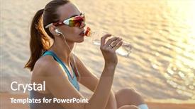  Presentation with sport drink - Colorful PPT theme enhanced with her bottle with water backdrop and a coral colored foreground