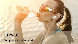  Presentation with sport drink - Slide deck enhanced with her bottle with water background and a coral colored foreground