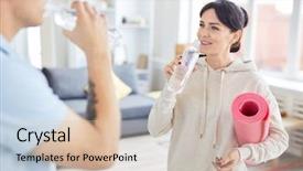  Presentation with plastic bottle - Cool new slides with her boyfriend at break backdrop and a  colored foreground