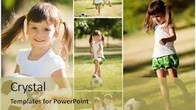  Presentation with hipster girl playing tetris game - Amazing PPT layouts having her brother in soccer collage backdrop and a yellow colored foreground