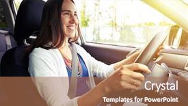  Presentation with confident - Slides consisting of her car and looking ahead background and a coral colored foreground
