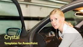  Presentation with car parking - Amazing PPT theme having car in the parking garage backdrop and a tawny brown colored foreground