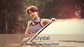  Presentation with next - Presentation theme enhanced with her car stylish fashion model background and a  colored foreground