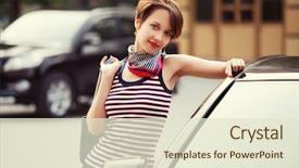  Presentation with fashion handbag - PPT theme featuring her car stylish fashion model background and a lemonade colored foreground