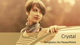  Presentation with fashion - Presentation design having her car stylish female model background and a  colored foreground