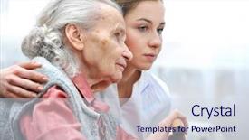  Presentation with caregiver - Presentation design consisting of her caregiver at home background and a sky blue colored foreground