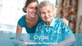  Presentation with caregiver - Amazing PPT theme having her caregiver at home backdrop and a teal colored foreground