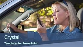  Presentation with distracted driving - Slide deck consisting of her cell phone while driving background and a ocean colored foreground