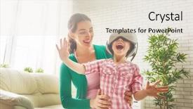  Presentation with daughter mother - Slides having her child daughter play game background and a sky blue colored foreground