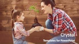  Presentation with child care - Slides consisting of her child girl plant sapling background and a tawny brown colored foreground