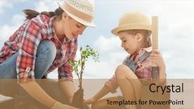 Presentation with child tree - Colorful slide set enhanced with her child girl plant sapling backdrop and a coral colored foreground