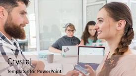  Presentation with creative - Amazing slide deck having her co-worker while making backdrop and a coral colored foreground