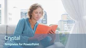  Presentation with cheerful - Beautiful slides featuring her couch reading a book backdrop and a ocean colored foreground