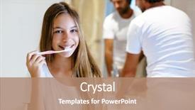 Presentation with teen girl - Slide deck consisting of her dad are brushes teeth background and a coral colored foreground