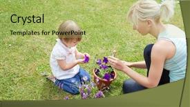  Presentation with blooming flower animated - Slides enhanced with her daughter a purple flower background and a yellow colored foreground