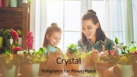  Presentation with mother child - Colorful slide set enhanced with her daughter engaged in gardening backdrop and a coral colored foreground