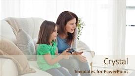  Presentation with arcade game - Audience pleasing PPT theme consisting of her daughter playing video game backdrop and a lemonade colored foreground
