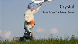  Presentation with maple leaf - Colorful presentation enhanced with her daughter with plane backdrop and a light blue colored foreground