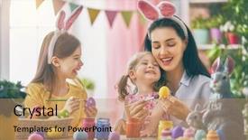  Presentation with happy holiday - Presentation theme enhanced with her daughters are painting egg background and a coral colored foreground